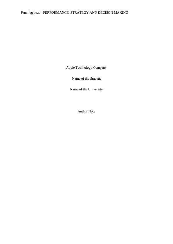 ACC20014 - Report On Performance, Strategies & Decision Making Apple_1