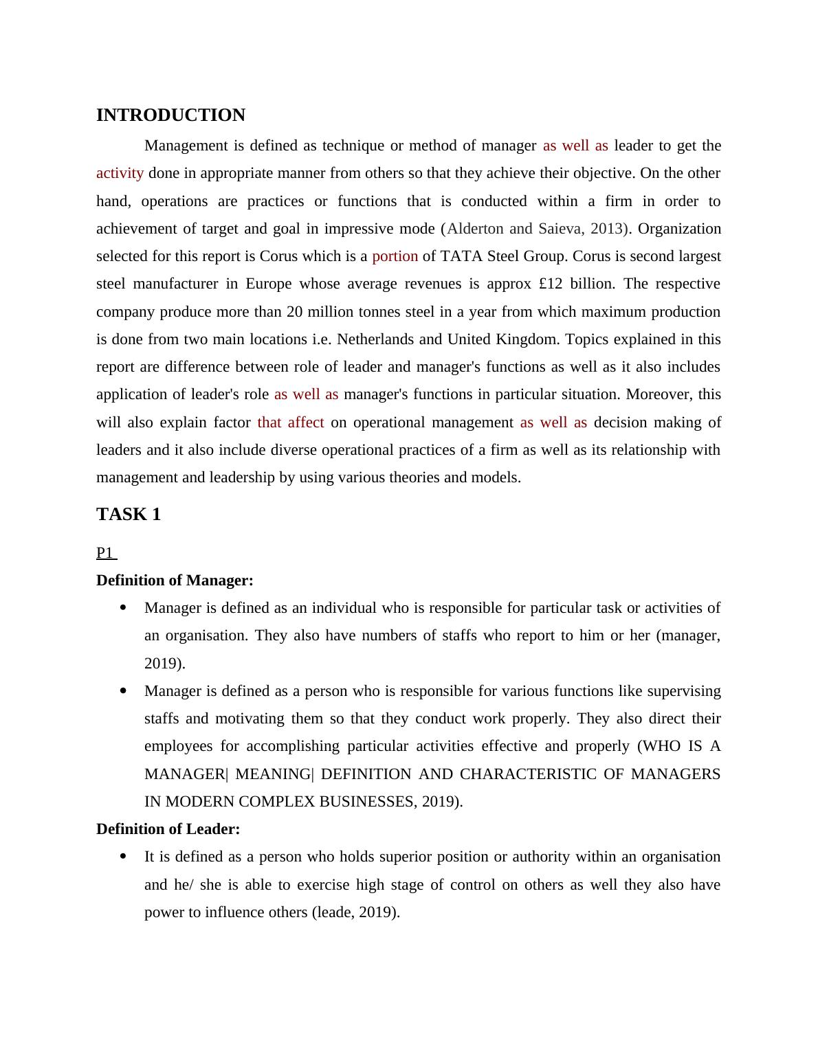 Operations Management : TATA Steel Group