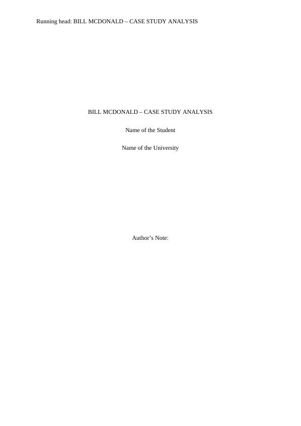 Bill McDonald - Case Study Analysis_1