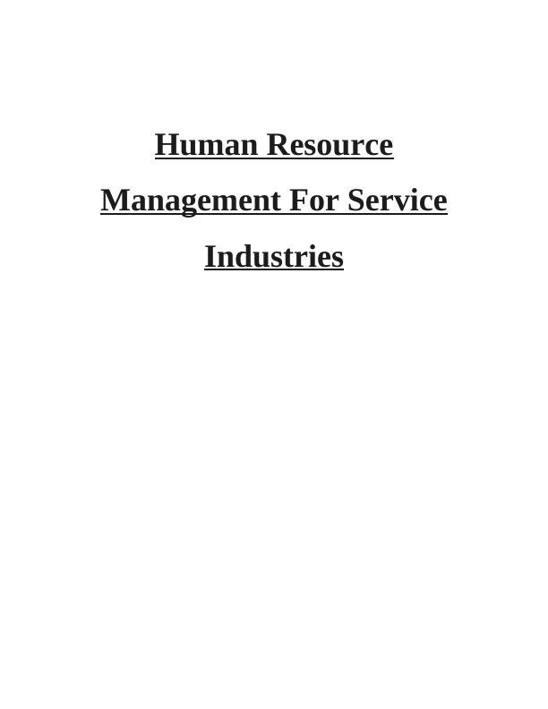 Human Resource Management Service Industries Assignment_1
