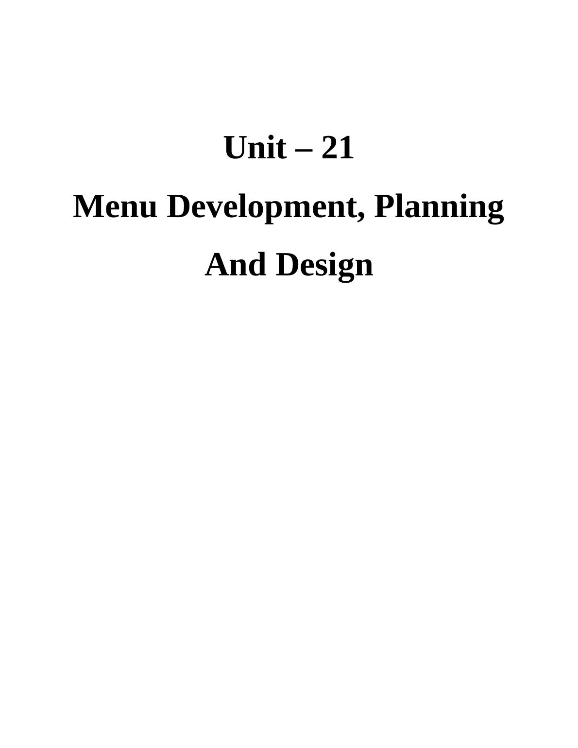 menu-development-planning-and-design-desklib