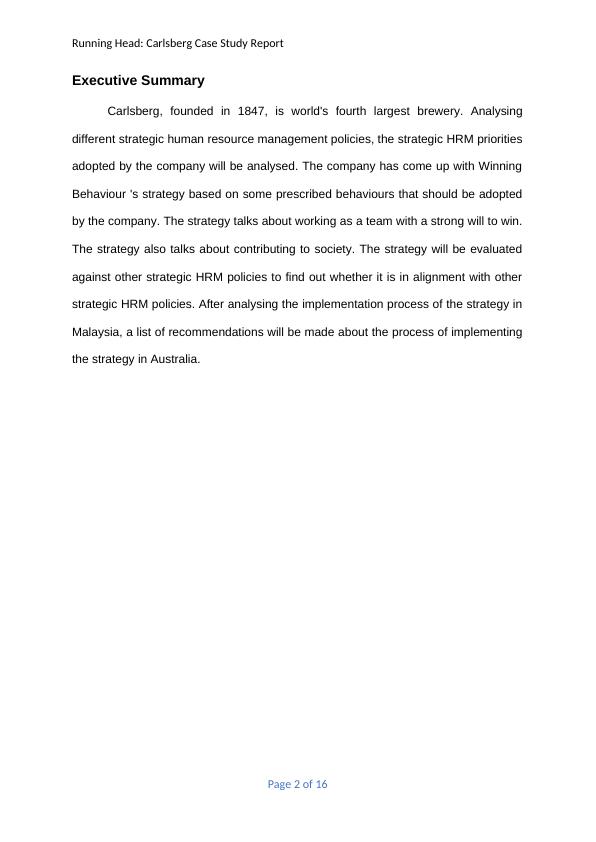 Case Study Report on Carlsberg’s Winning Behaviour’s Strategy_2