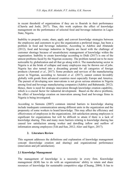 Knowledge Management and Performance of Organizations in Nigeria Case