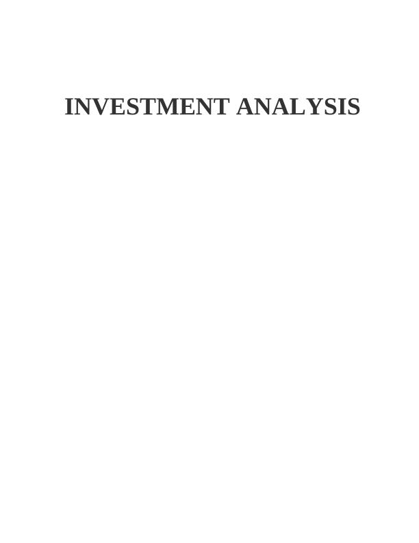 INVESTMENT ANALYSIS TABLE OF CONTENTS_1