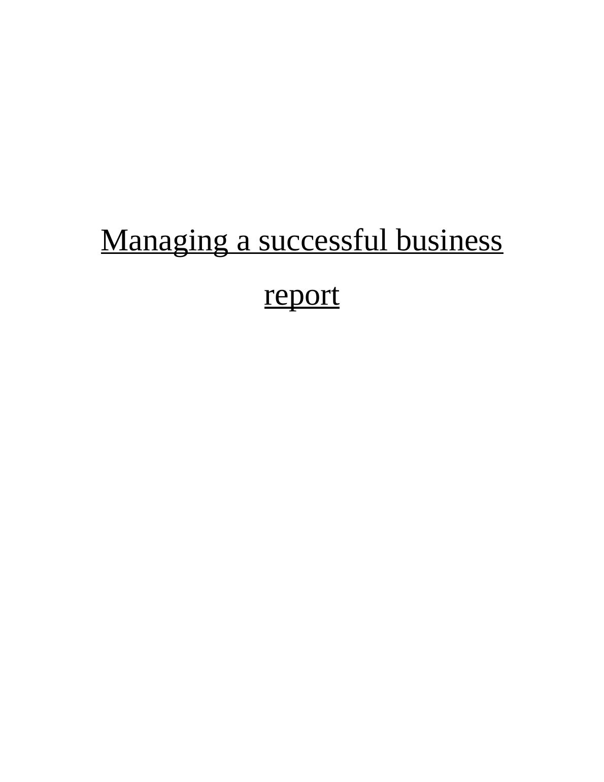 Managing a successful business - Zara Assignment_1
