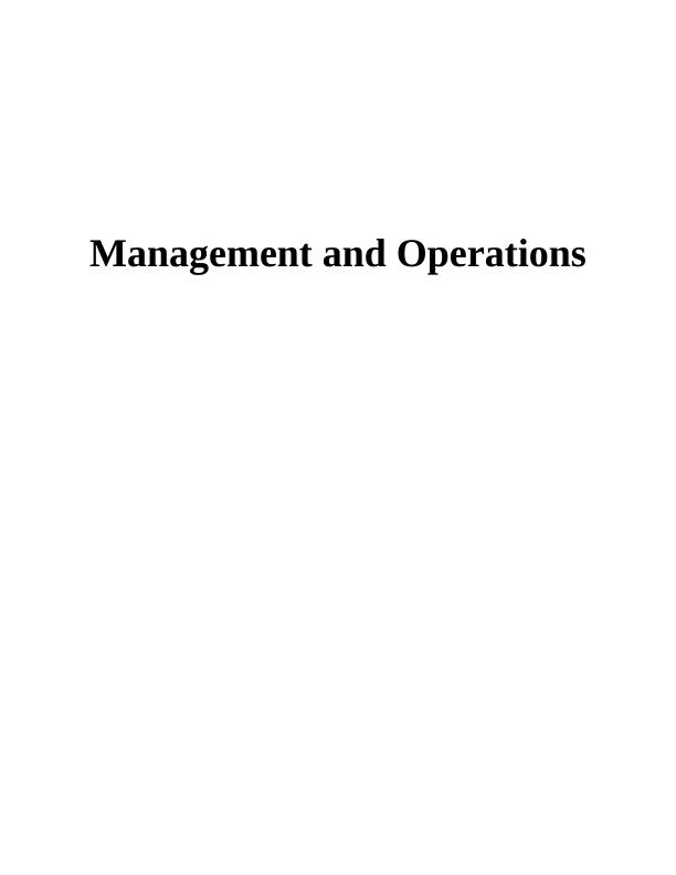 Operations Management in Marks & Spencer : Assignment_1