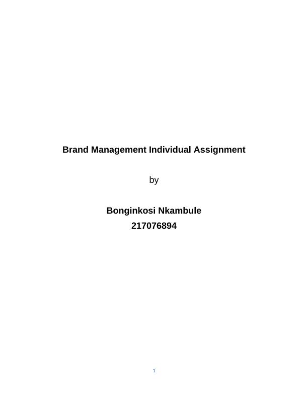 Brand Management Individual | Assignment_1