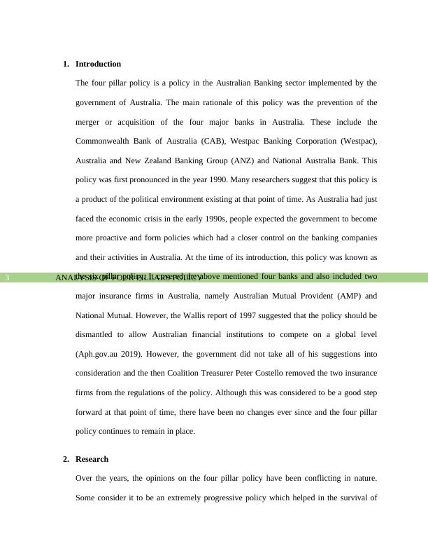 Analysis of Four Pillars Policy Desklib
