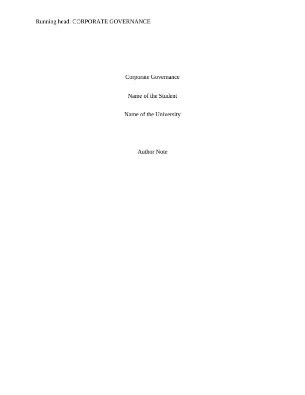 BUS320 Corporate Governance | Report_1