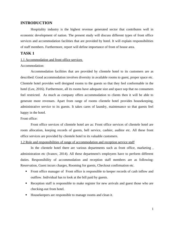 Rooms Division Operations Management Essay_3