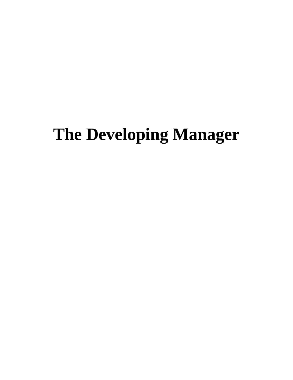 Assignment on The Developing Manager (Pdf)_1