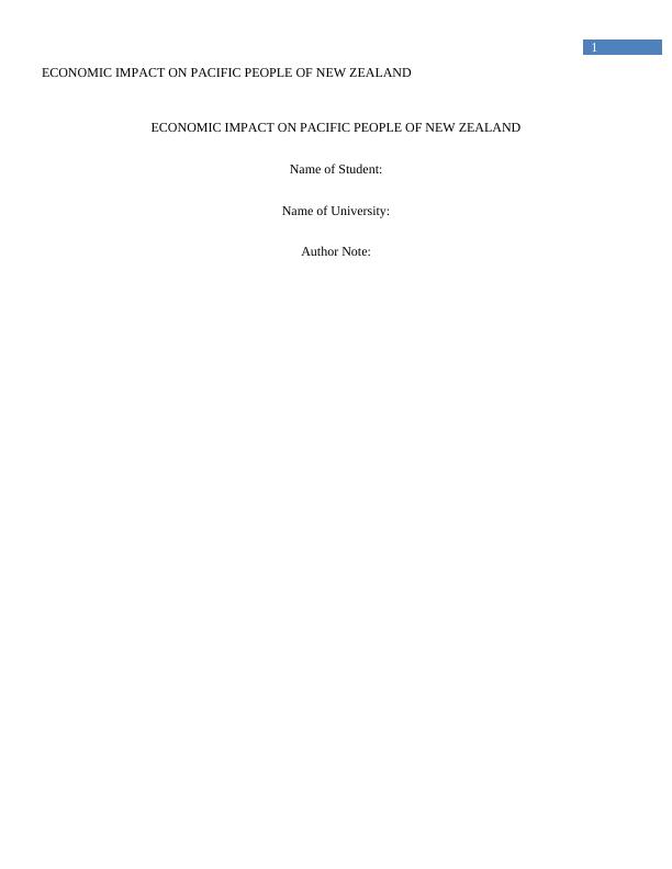 Economic Impact on New Zealand- Assignment_1