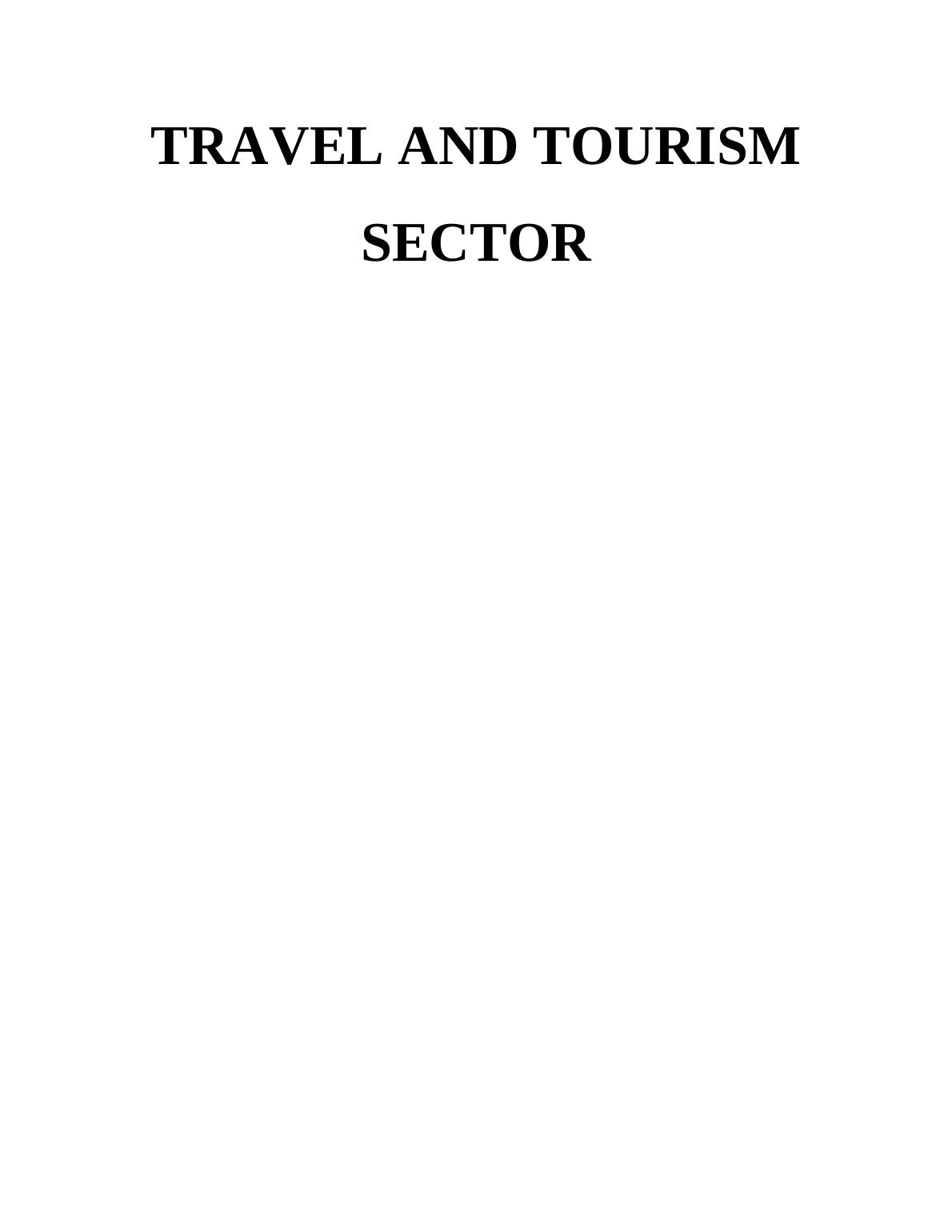Scenario of the Travel and Tourism Sector | Report_1