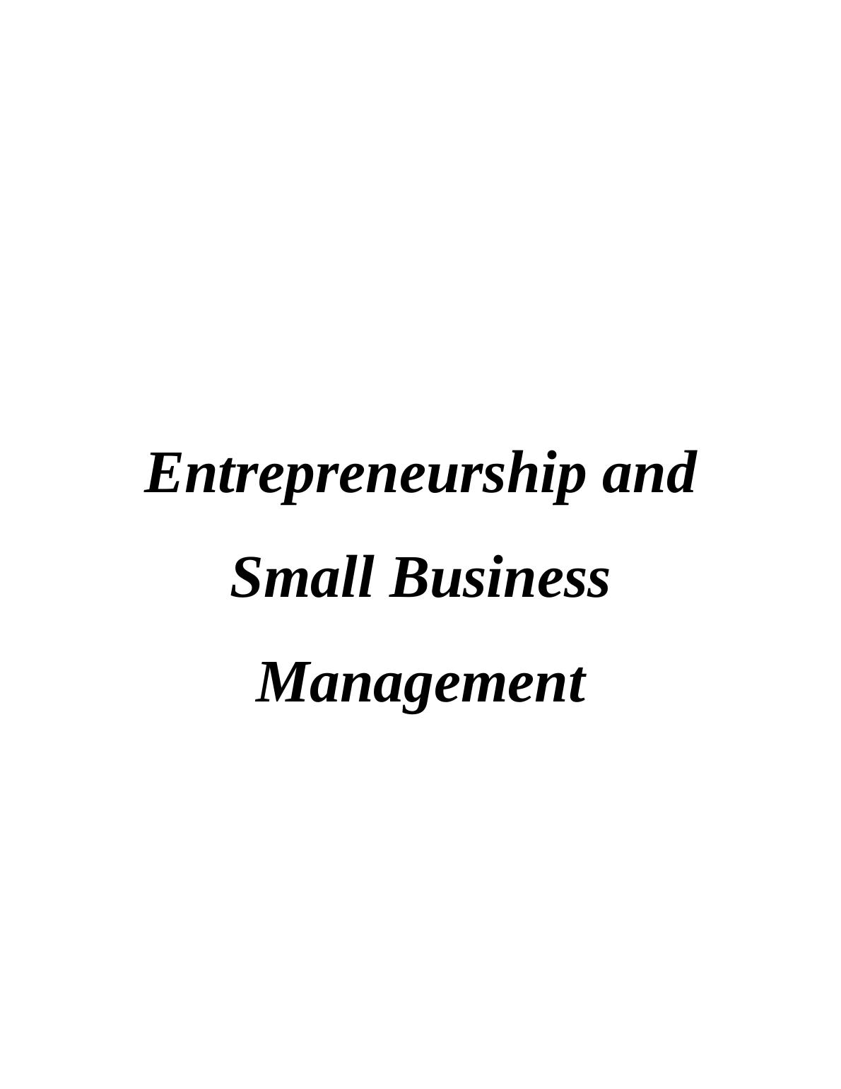 Small Business Management & Entrepreneurship | Report_1