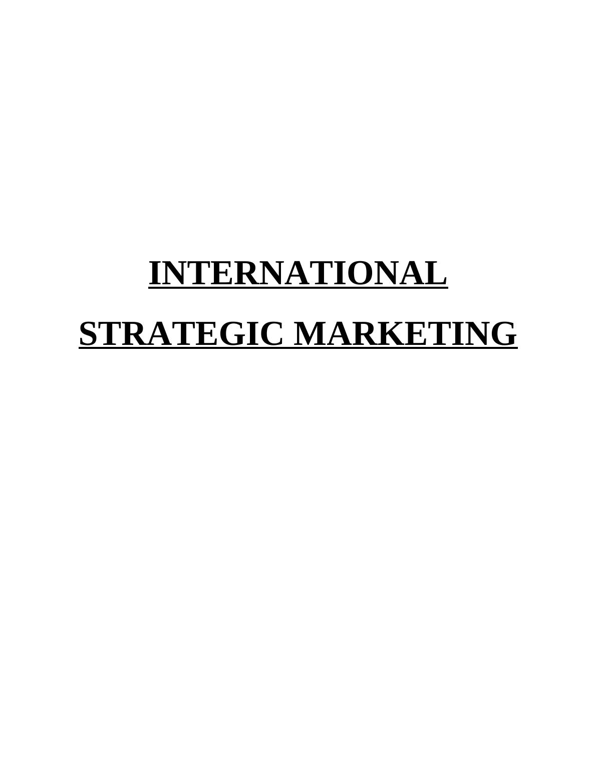 strategic marketing assignment 1