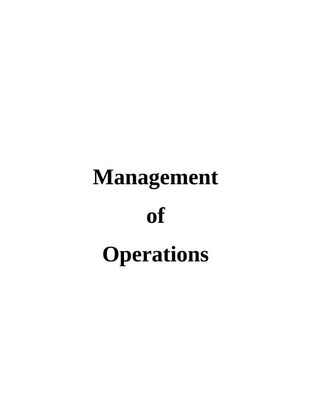 Management of Operations in Starbucks : Report_1