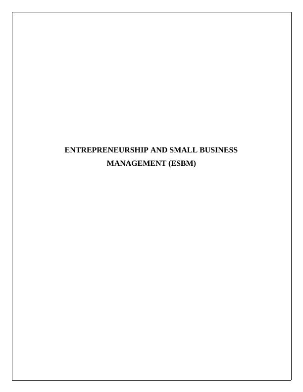ESBM Table of contents Page 2 of 14 Entrepreneurship_1