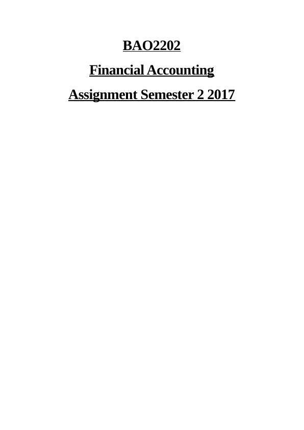 BAO2202 - Financial Accounting | Assignment_1