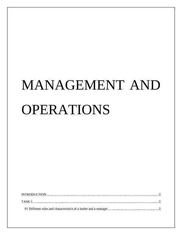 Operations Management in Ford Company - Report_1