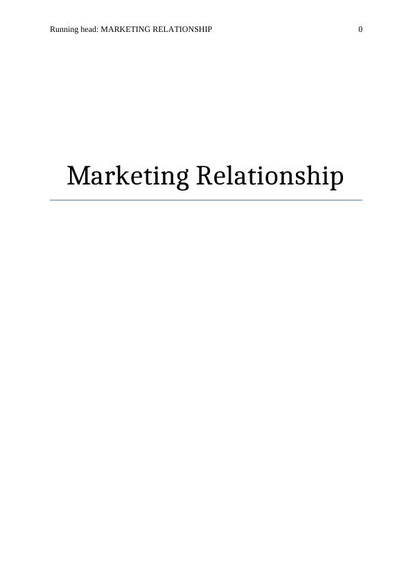 Assignment on Marketing Relationship_1