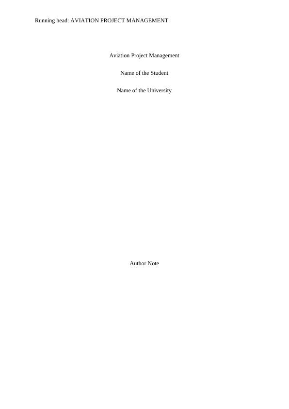 Aviation Project Management Report