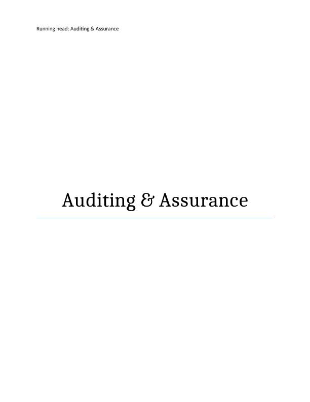 ACC300 Auditing & Assurance Assignment_1