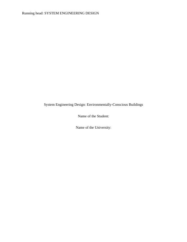 Environmentally Conscious Building || System Engineering Design Assignment - EMSE 6805_1