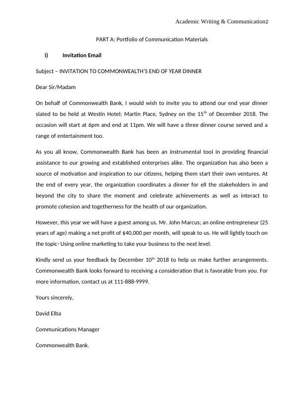 Academic Writing Communication Doc