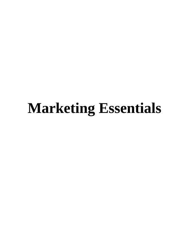 Marketing Essentials | Marketing Mix | Assignment_1