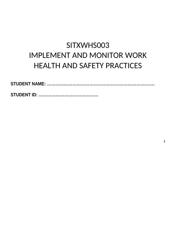 Implement and Monitor Work Health and Safety Practices_1