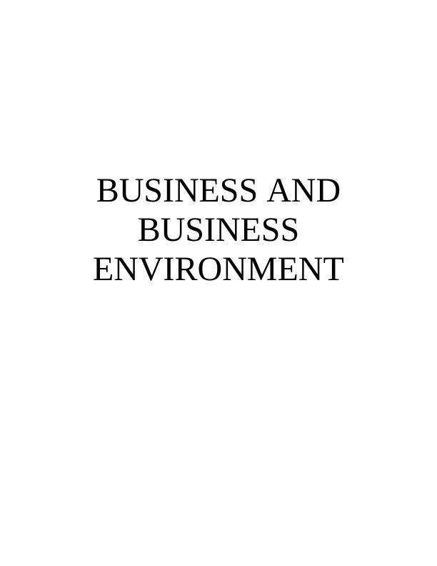 Business and Business Environment Assignment Solved - Mark and Spencer_1