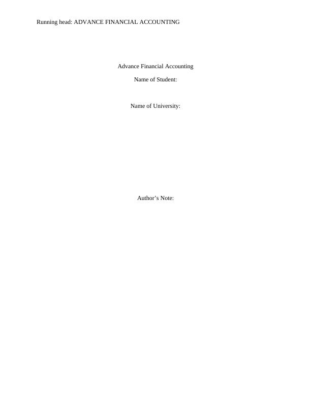Advance Financial Accounting Report_1