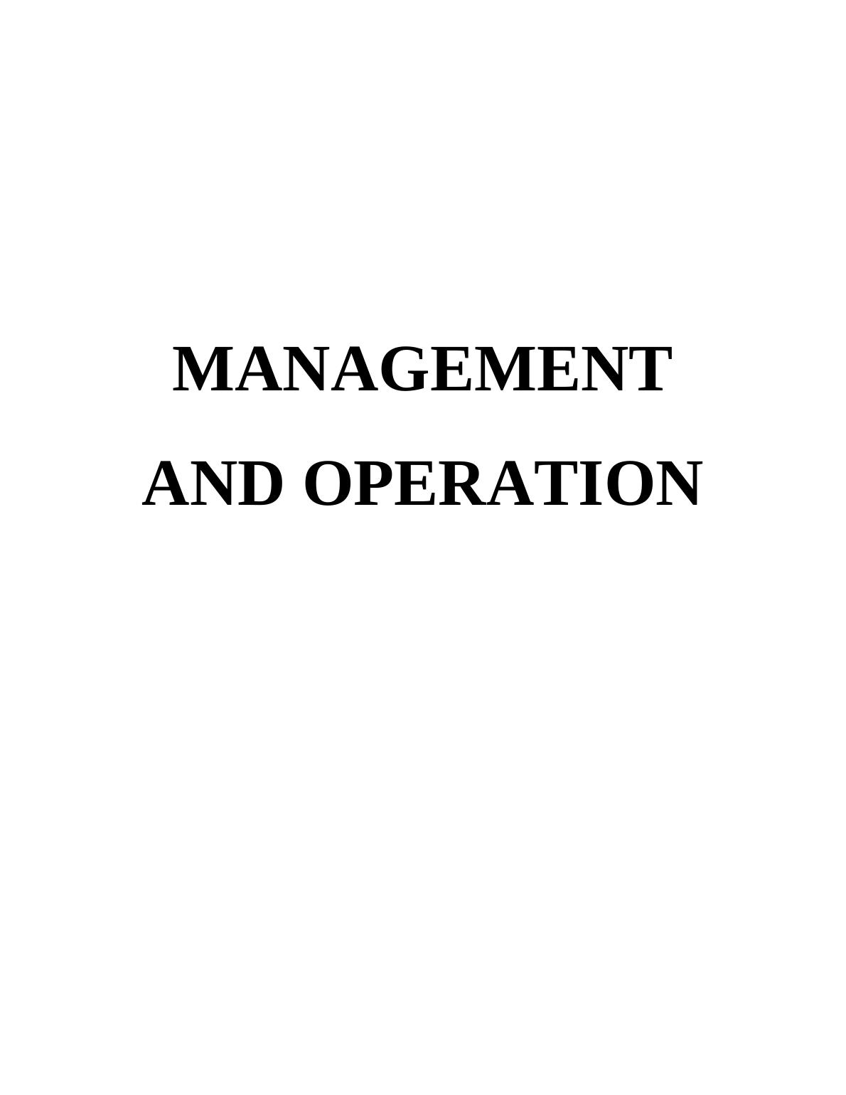 Introduction to Management and Operations : M & S_1