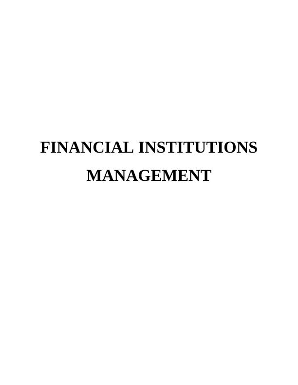 assignment on financial institutions