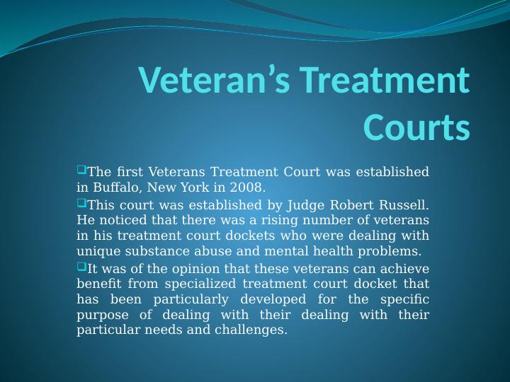 Veterans Treatment Courts: Providing Specialized Care to Those Who