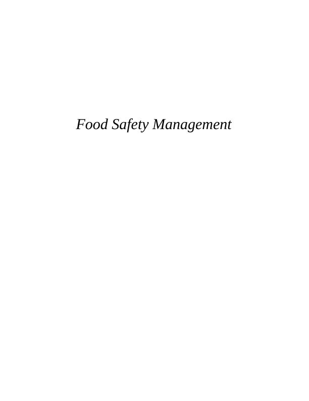 Report on Food Safety Management : Zizzy Restaurant_1