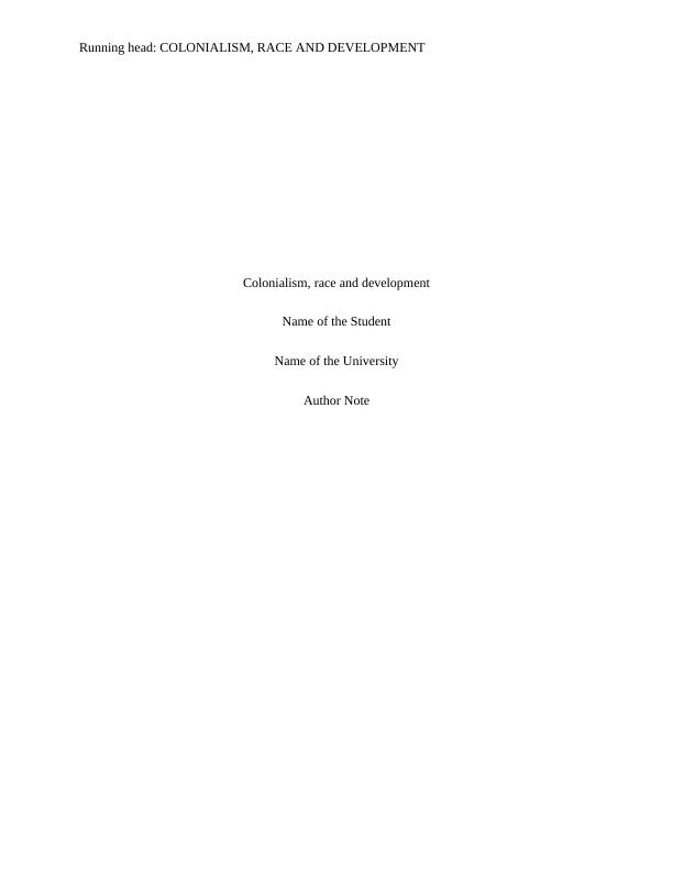 Assignment on Colonialism, race and development_1