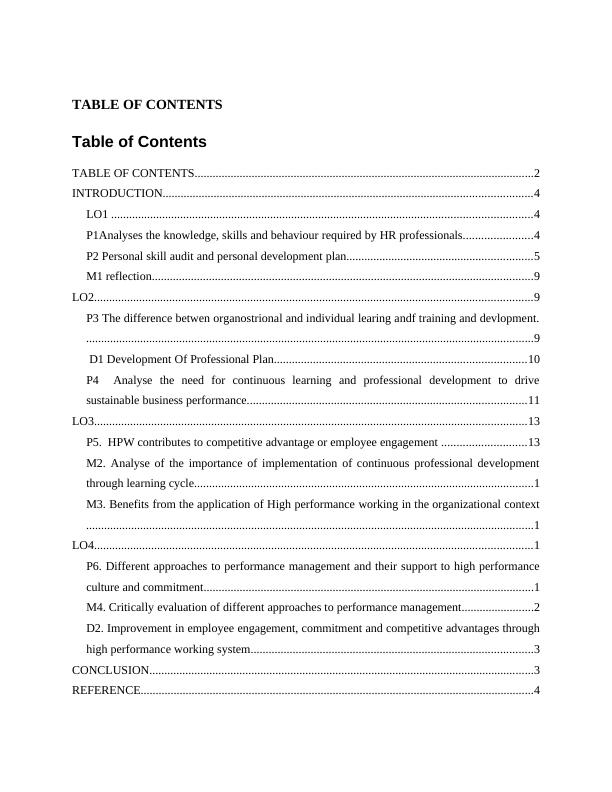 Developing Individuals, Teams and Organizations TABLE OF CONTENTS_2
