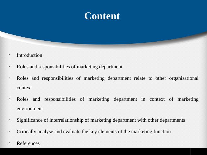 Roles And Responsibilities Of Marketing Department Ppt