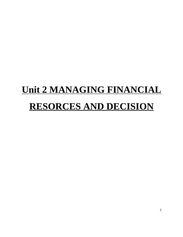 MANAGING FINANCIAL RESORCES AND DECISION INTRODUCTION_1