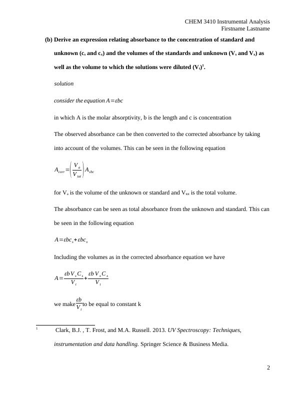 CHEM 3410 Instrumental Analysis Assignment 2022