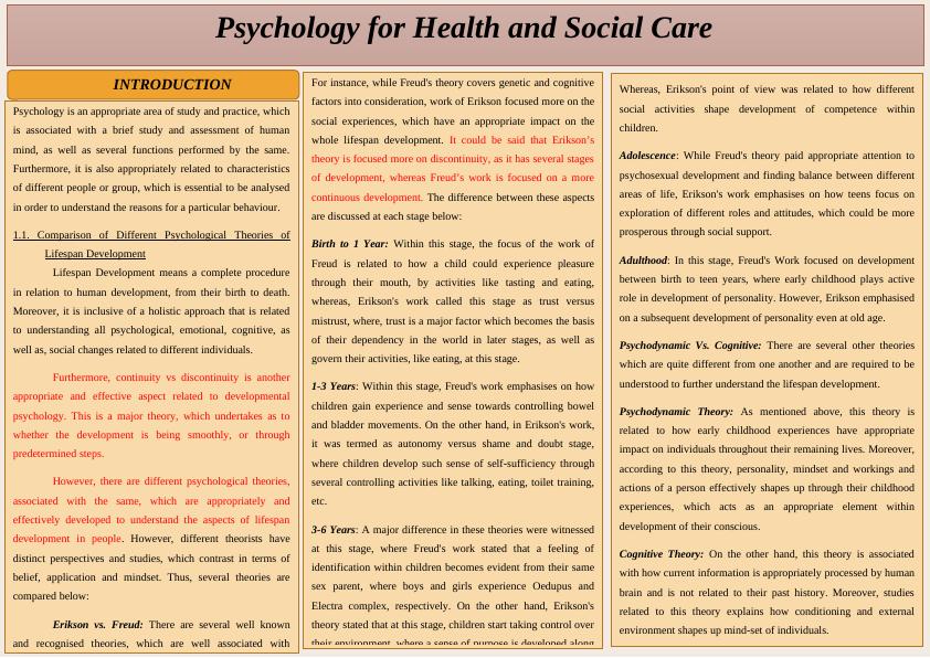 Psychology for Health and Social Care Social Assignment_1