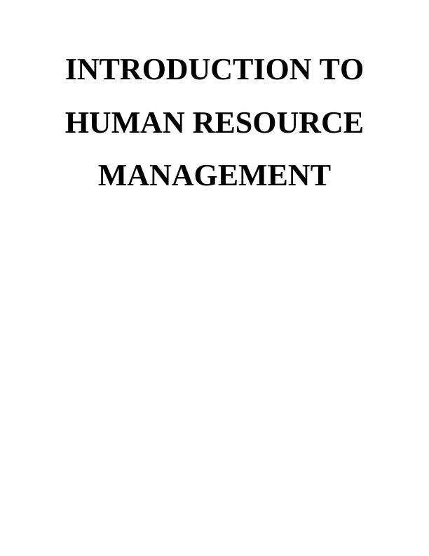 Introduction to Human Resource Management - Assignment_1