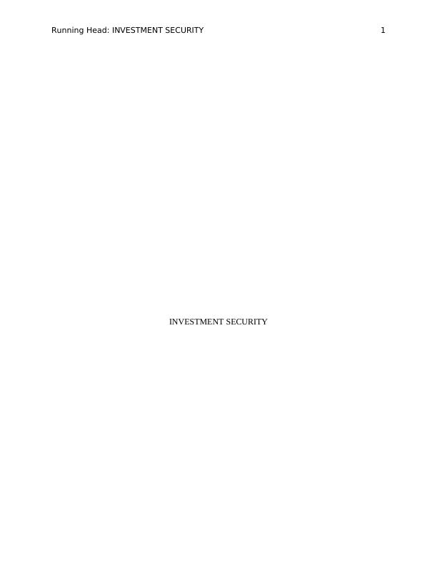 Industry Analysis Investment Security