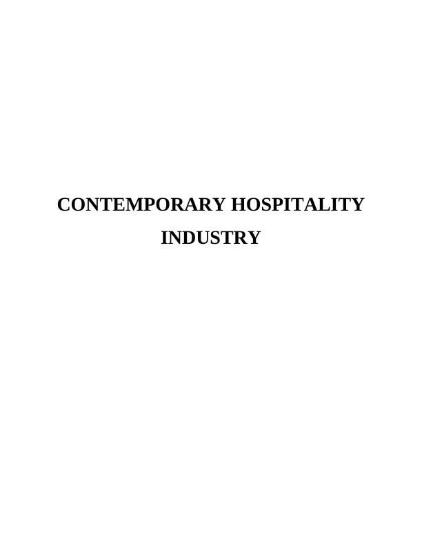 Contemporary Hospitality Industry Assignment - (Solved)_1