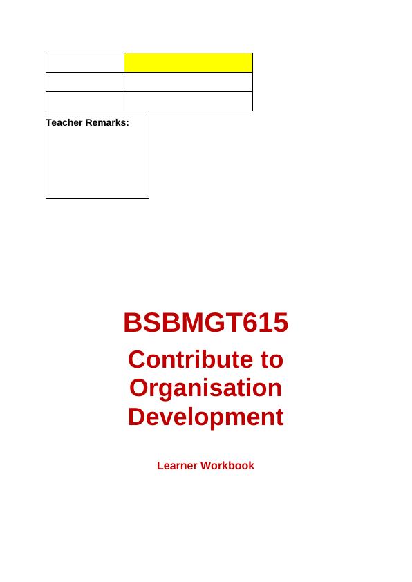 Bsbmgt615 Contribute To Organisation Development Doc