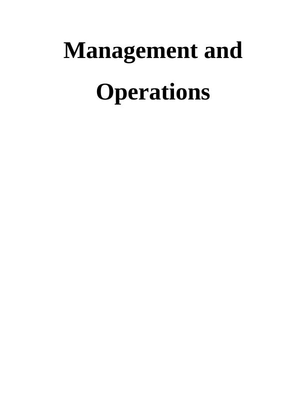 Operations Management Assignment- Booker ltd_1