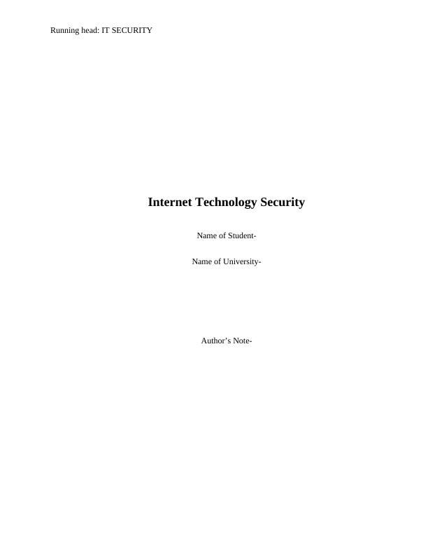 Internet Technology Security Assignment_1