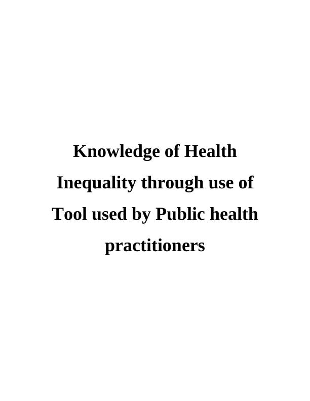 Assessment of Health Inequality_1