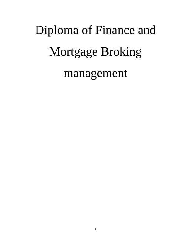 Risk Factors and Management Strategies in Finance and Mortgage Broking_1